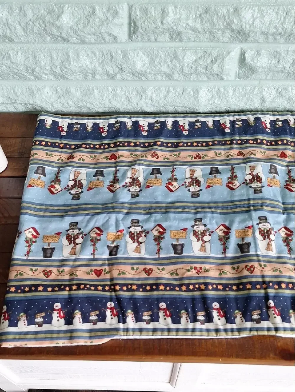 Handmade Christmas Snowman Table Runner